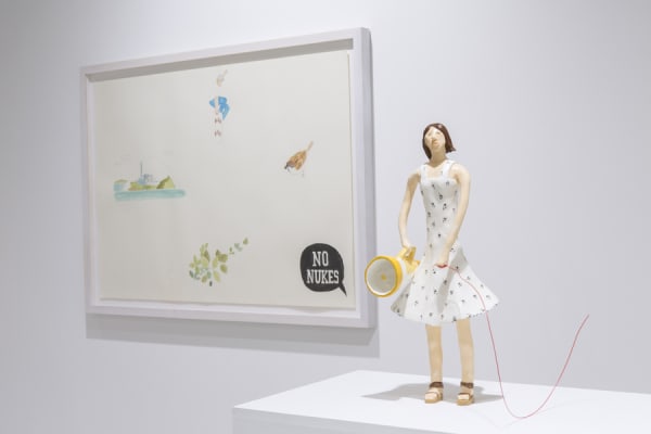 Akira The Hustler Red String ”Girl who is holding a megaphone”, 2012 acrylic on clay 17 x W19 x H46cm