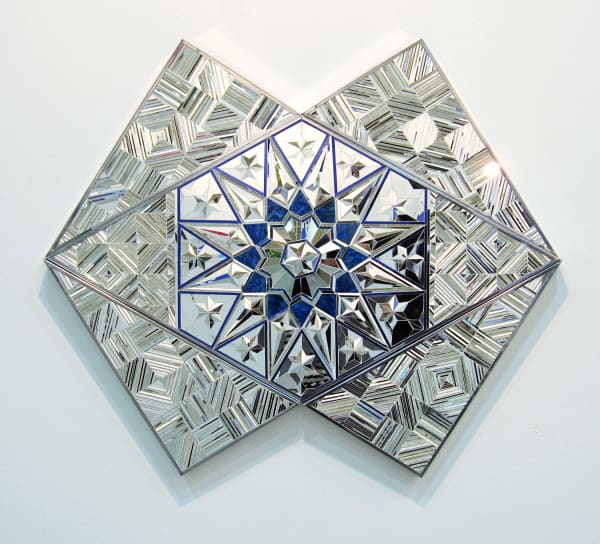 Monir Shahroudy Farmanfarmaian Untitled (blue), 2010 Mirror, reverse-glass painting, plaster on wood 54 x 108 cm