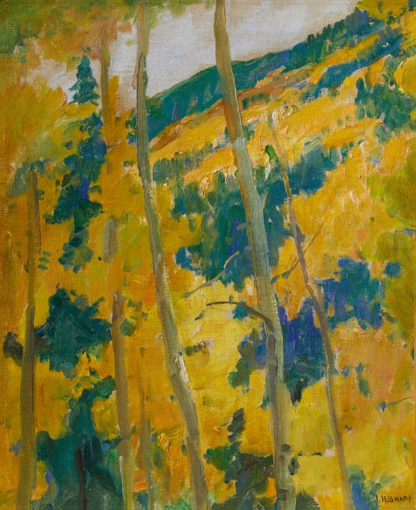 Joseph Henry Sharp, Hillside Aspens - Twinning