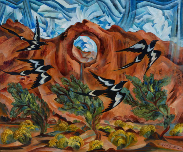 Tony Abeyta Magpie Dance at Window Rock, d. 2022 50 x 60 inches
