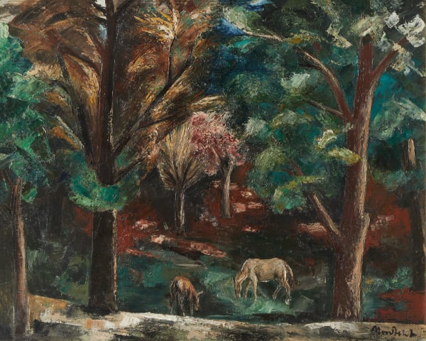B(ror) J.O. Nordfeldt, Wild Burros, Santa Fe, c. 1937