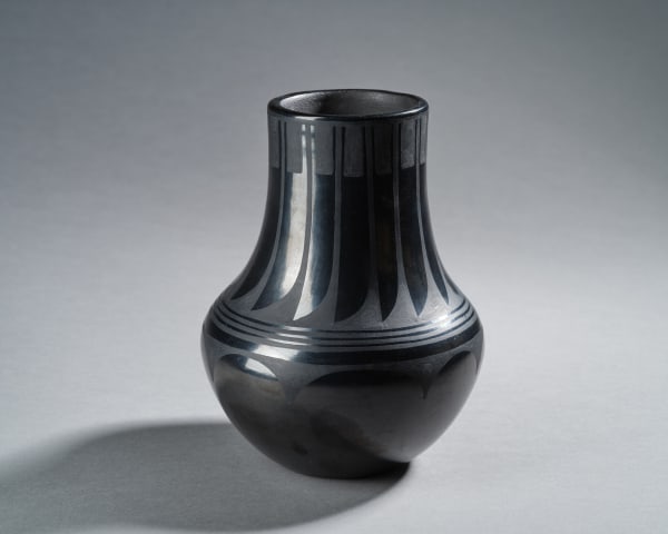 Maria Martinez Black on Black Vase, d. 1933 7 3/4 x 5 3/8 inches