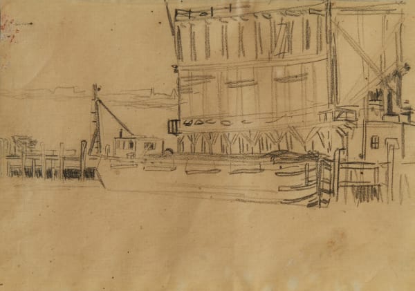 George Luks - Barge at Loading Pier