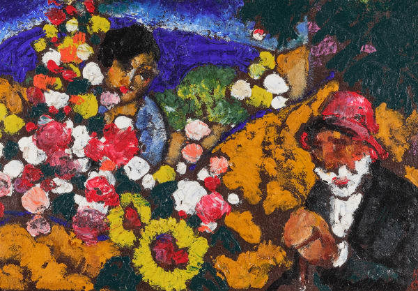 William Penhallow Henderson, Hollyhocks and Figures, c. 1921