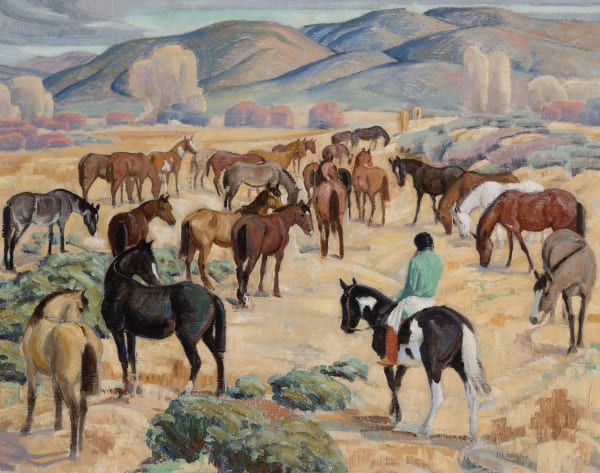 Ila McAfee - Taos Pueblo Indian with Pueblo's Herd of Horses