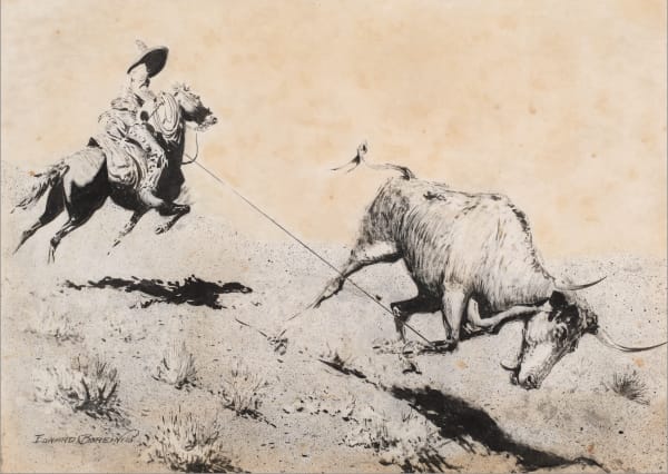 Edward Borein, Any Native with a Lasso Can Always Get Beef, c. 1910-1914