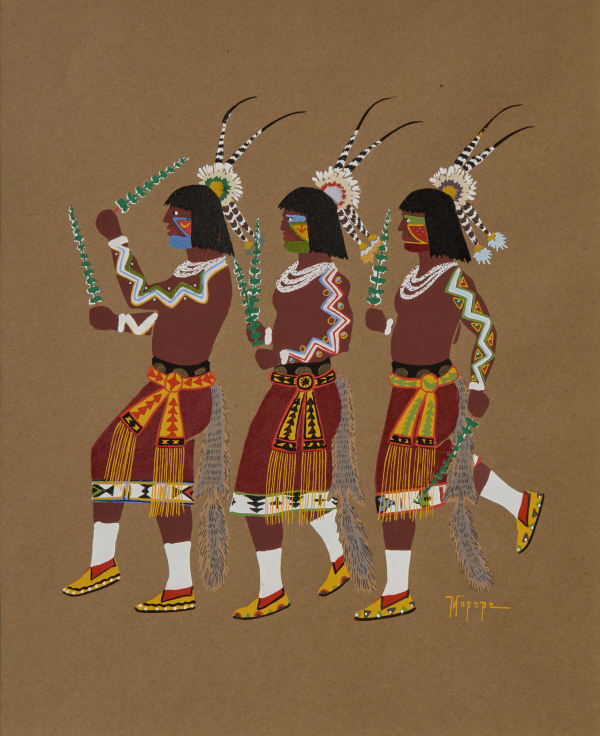 Stephen Mopope Hopi Green Dance 10 5/8 x 8 3/4 inches