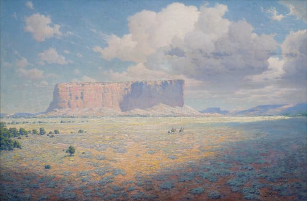 W(illiam) R. Leigh New Mexico Landscape with Two Riders, d. 1911 40 x 60 inches