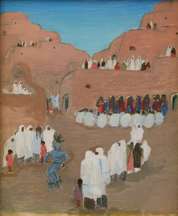 Ida Sterchi Indian Dancer with Villagers, Corn Dance in the Pueblo 17 3/4 x 14 1/2 inches