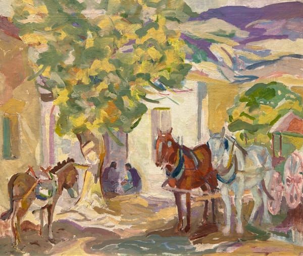 Albert Krehbiel - Conference in the Shade, Santa Fe, d. 1922