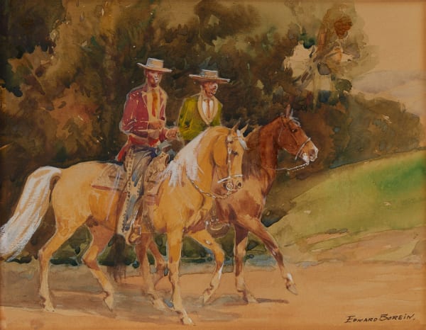 Edward Borein Two Dons, Sorrel & Palomino 9 1/4 x 12 inches