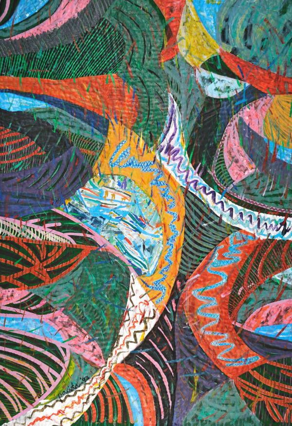 Intense, 1992 Oil, acrylic on silkscreened, stitched and padded canvas 84 x 58 in 213 x 147 cm