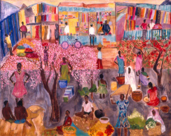 Juba market (modified), 1979 Oil on canvas 35 x 49 in