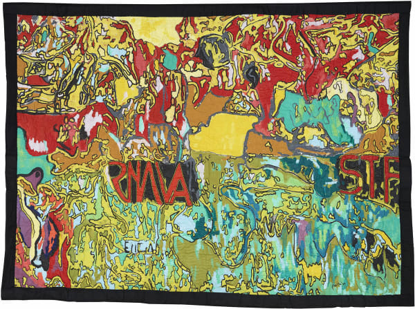 Walls of Santa Mesa, 1985 Acrylic, rick rack ribbons on stitched and padded canvas 66 x 91 in 167 x 231 cm