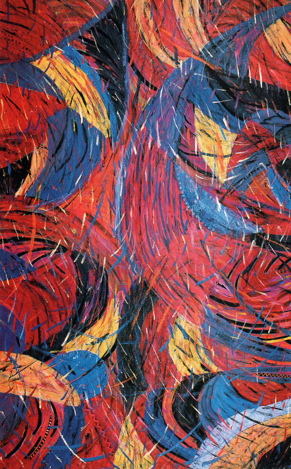 Blue mood, 1990 Acrylic on silk screened, stitched and padded canvas 83 x 58 in