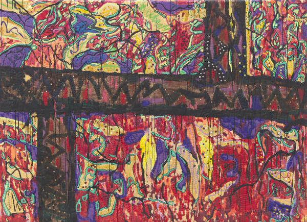 Sampaloc walls, 1985 Acrylic, mirrors, buttons on stitched and padded canvas 71 x 98 in 180 x 249 cm