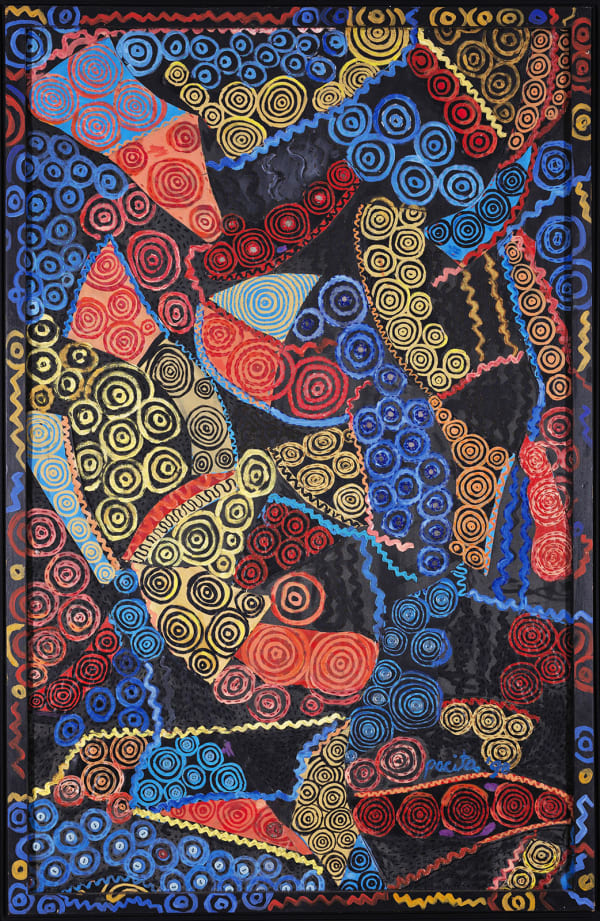 Trumpo, 1998 Oil, acrylic, painted cloth stitched on canvas 46 x 30 in 117 x 76 cm