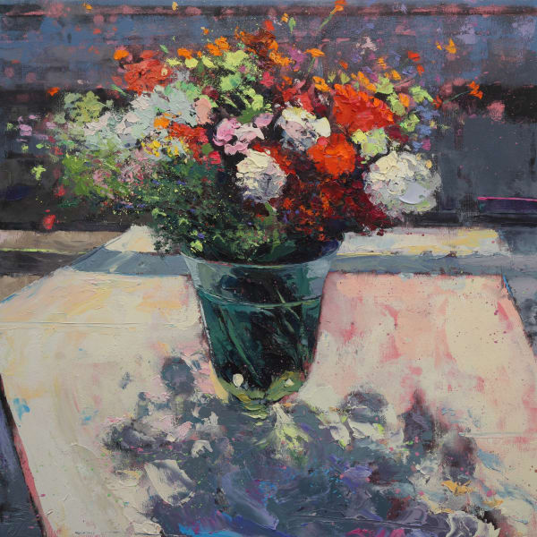 Carolyn Meyer, Country Flowers on the Studio Floor, 2019