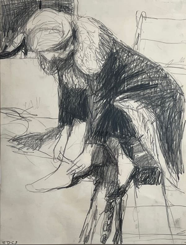 Richard Diebenkorn, Unknown (woman in coat, hands at ankle), 1963