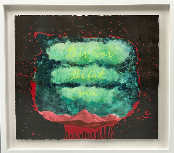 Jorge Rios This was the first green, 2020 Mixed Media on paper: water color, oil/stick, bleach and chalk on paper 26 x 30 in 65 x 76.2 cm