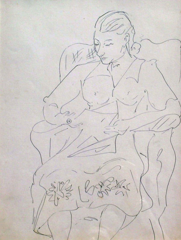Mariano Rodriguez, Mujer sentada (Libi leyendo), c. 1941