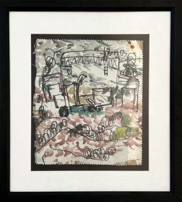 Purvis Young Construction to Overtown, N.D. Mixed media on cloth 12 x 10 1/2 in 30.5 x 26.7 cm