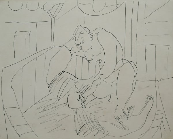 Mariano Rodriguez, Man with Roosters, 1942