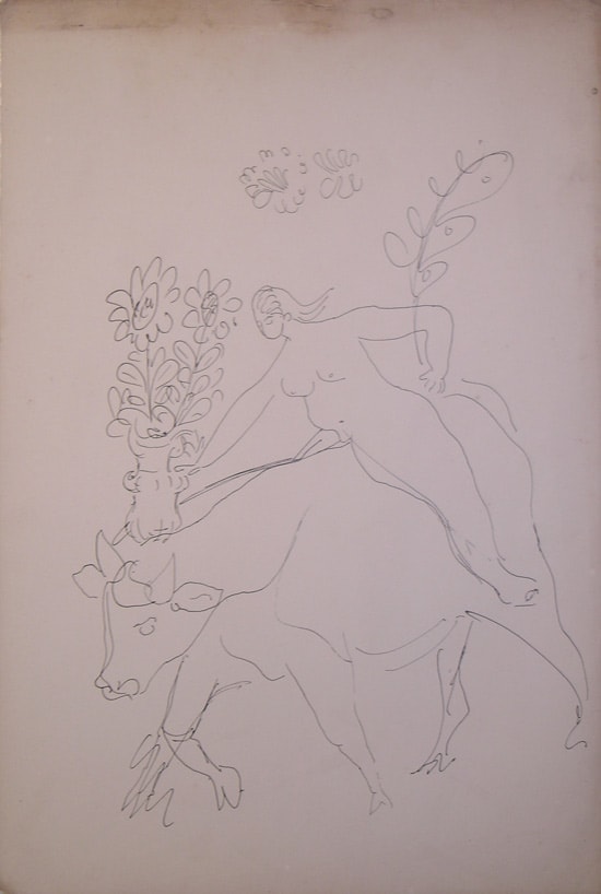 Mariano Rodriguez, Mujer y Florero sobre toro, 1941