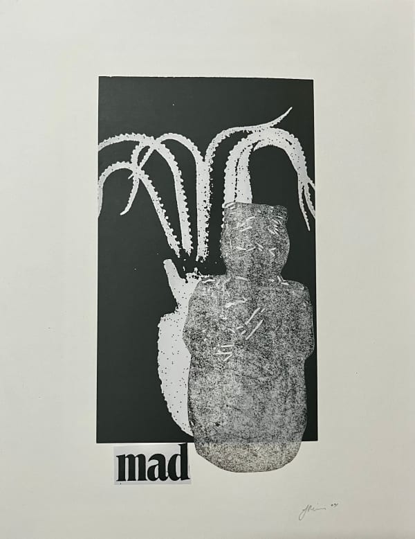 Jodi Minnis Solange has a song about this, 2023 Monotype print on mulberry paper and collage 14 x 11 in 35.6 x 27.9 cm
