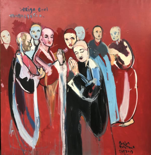 Carlos Quintana Intriga en el monasterio, 2013 Oil on canvas 78 x 78.50 in 198.12 x 199.39 cm