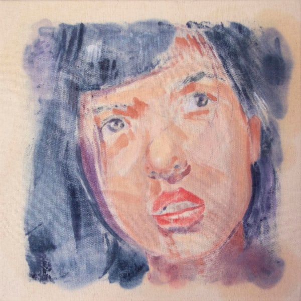 Marlon Portales Repost XIII Oil, unprimed canvas 12 x 12 in 30.5 x 30.5 cm