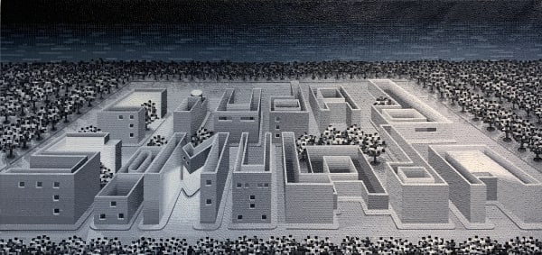 Rene Francisco Ciudad Simulada, 2008 Oil on canvas 32 x 67.50 in 81.28 x 171.45 cm