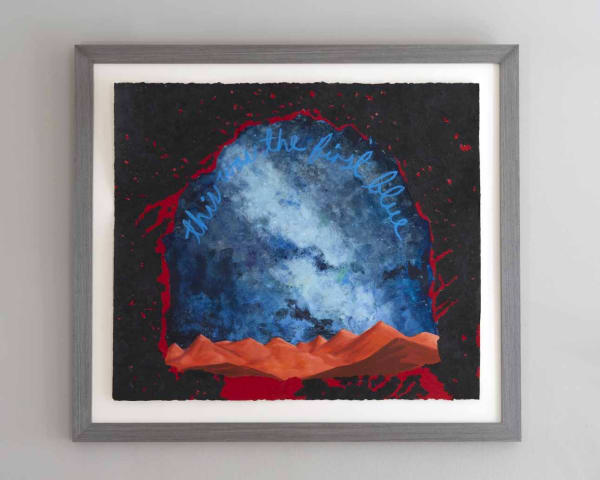 Jorge Rios This is the first blue, 2020 Mixed Media on paper: water color, oil, oil/stick, bleach and chalk on paper 26 x 30 in 66.04 x 76.2 cm