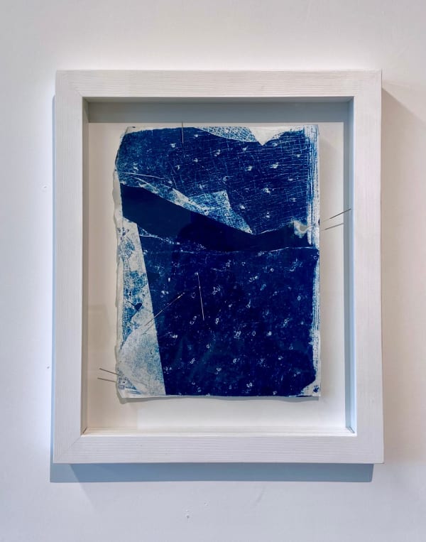 Grethell Rasua Constellations for a New System, 2025 Artist's skin scanned Cyanotype print on Japanese paper and acupuncture needles 9 x 11 in 22.9 x 27.9 cm