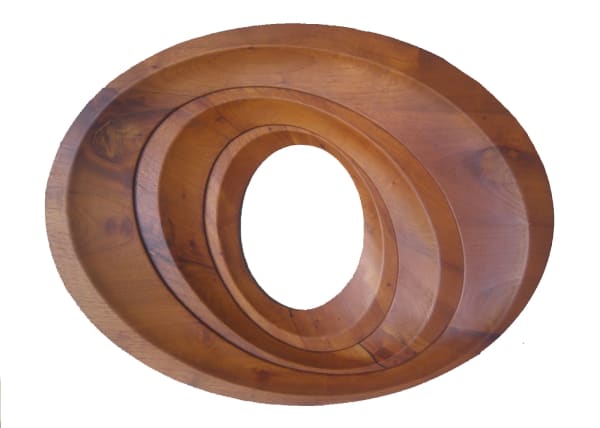 Roger Toledo ELLIPSE from the Parergon series, 2011-2022 Reclaimed Cedar wood, oil and wax finish 21 1/4 x 28 3/8 x 4 in 54 x 72 x 10 cm
