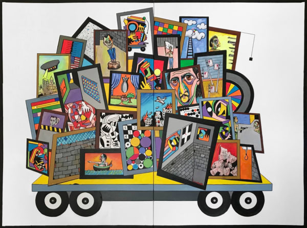 Luis Cruz Azaceta Travelling Show, 2024 Acrylic on canvas 72 x 96 in 182.9 x 243.8 cm