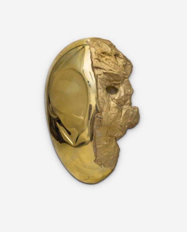 Veronica Romano Después del Parangolé (After the Parangolé), 2024 Installation Bronze masks and vinyl silhouettes 12.6 x 11.8 x 4.3 in 32 x 30 x 11 cm