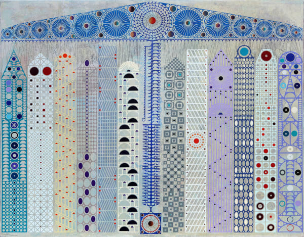 Carlos Estevez Ciudad carrusel, 2022 Oil and watercolor pencil on canvas 70 x 88 in 177.8 x 223.5 cm