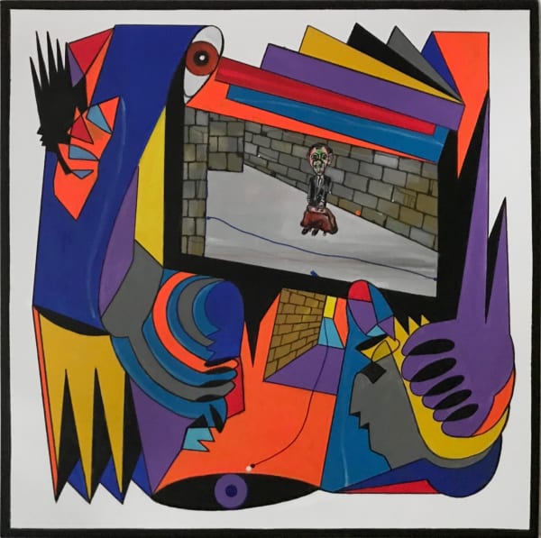 Luis Cruz Azaceta Refugee, 2022 Mixed media on canvas 48 x 48 in 121.9 x 121.9 cm