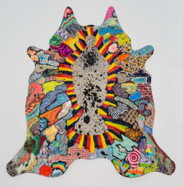 Jorge Rios This Was the First Time, 2022 Oil on cowhide 60 x 60 in 152.4 x 152.4 cm