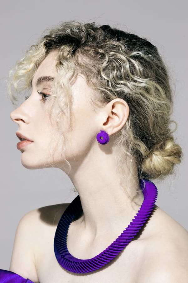 Tri Collar Necklace (Purple)