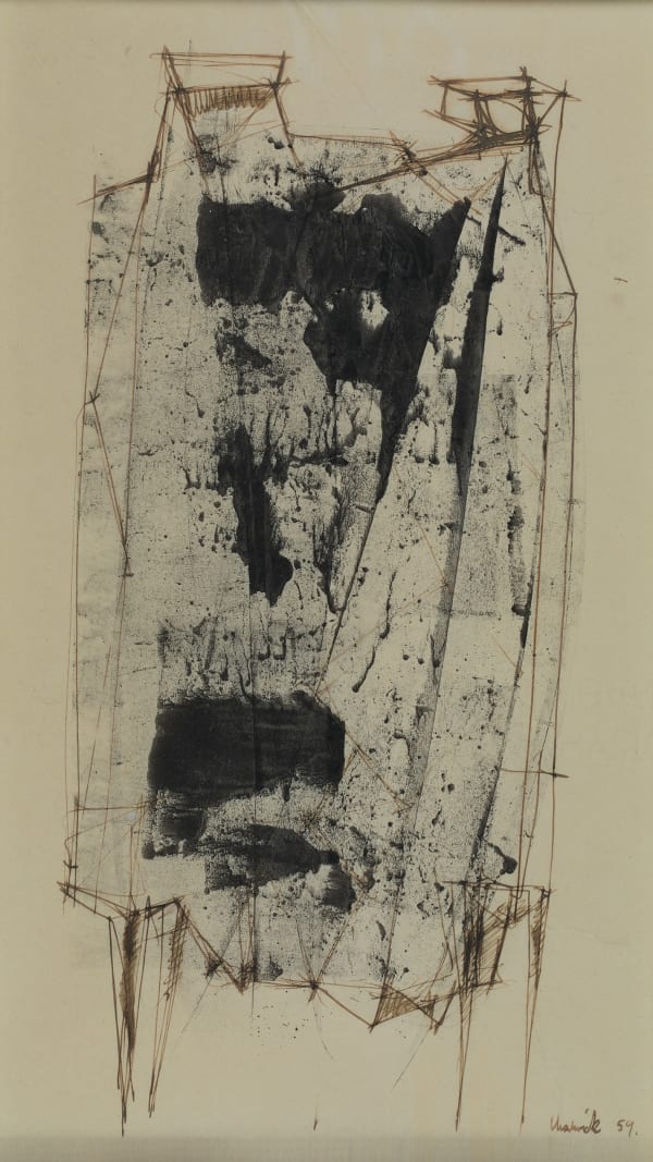 Lynn Chadwick Two Watchers, 1959 Ink & Monoprint on paper 64.5 x 44.5 cm (Framed) 25 3/8 x 17 1/2 in Unique