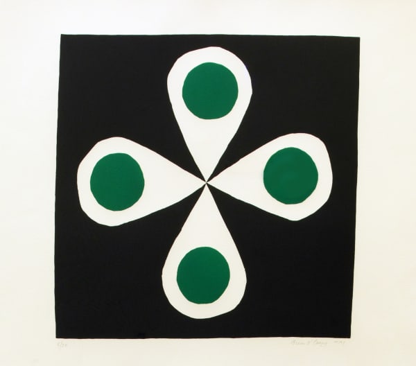 Breon O'Casey Flower with Green Circles, 2001 Linocut 65 x 76 cm (Framed) 25 5/8 x 29 7/8 in Edition 6 of 20