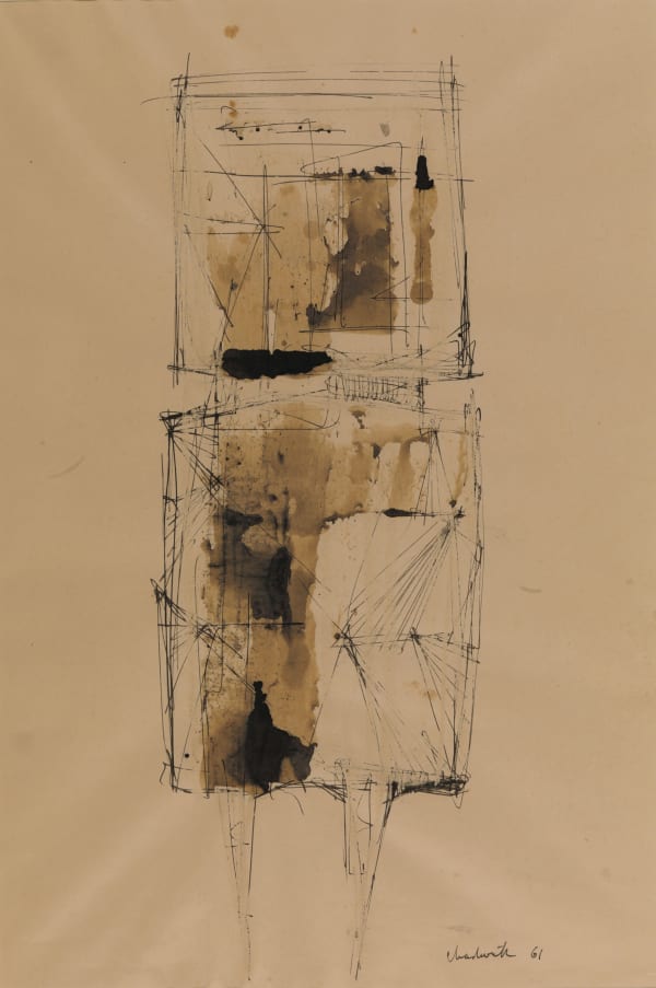 Lynn Chadwick Watcher, 1961 Ink, wash and monoprint 70 x 52.5 cm (Framed) 27 1/2 x 20 5/8 in Unique
