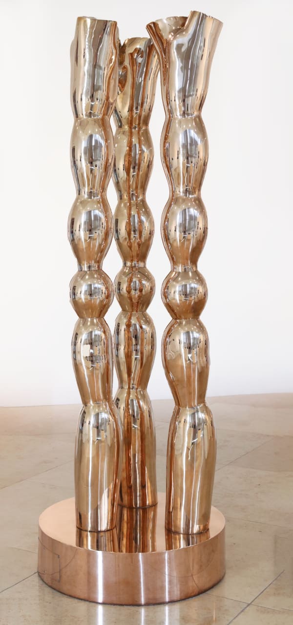 Leonard McComb Three Trees, 1983 Polished bronze 225 x 81 cm (including plinth) 88 5/8 x 31 7/8 in (Each tree is 198.3 x 26 cm) Unique