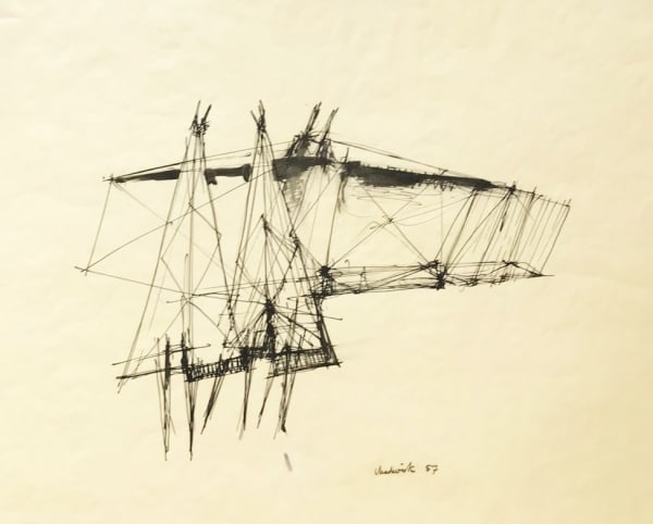 Lynn Chadwick Three Figures , 1957 Ink 39.5 x 48 cm (Unframed) 15 1/2 x 18 7/8 in Unique