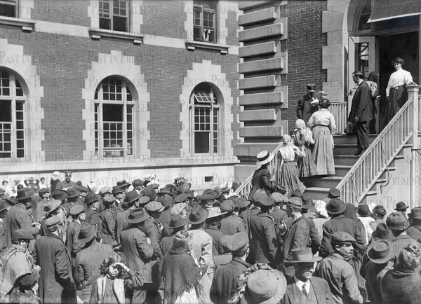 The Last Gate: Queue to the Registry, Ellis Island, c.1900s