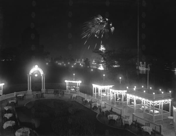 Hudson-Fulton Celebration Fireworks Lit Up the Night Sky Over Hudson River Across From Grant's Tomb Adding a Magical Atmosphere to the Festivities and Drawing Widespread Public Admiration NYC, 1909