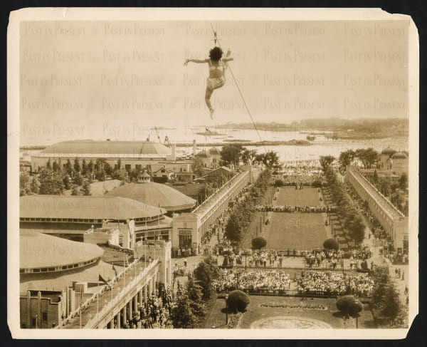 Elrod, Daredevil Above the Crowd — Jing Kline High-Wire Act at Playland, Rye, New York c. 1930s, c.1930s