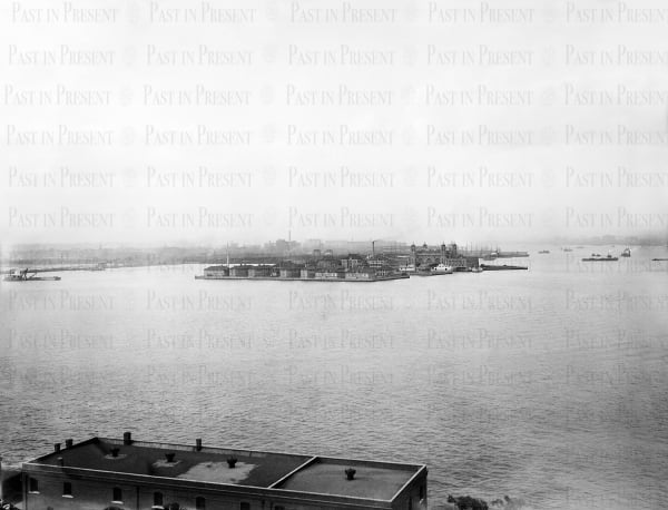 First Glimpse of a New Life: Ellis Island from the Bay, c.1910s, c.1910s